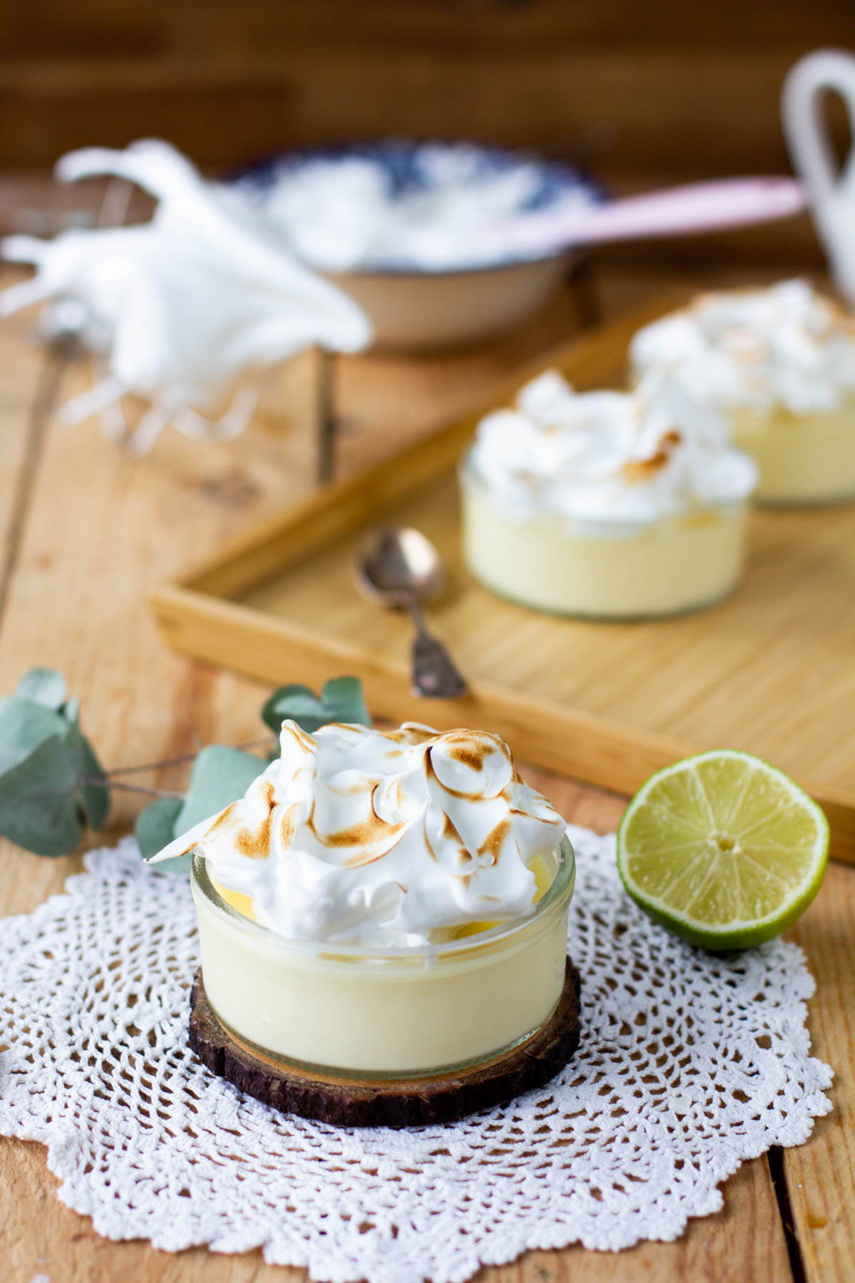 Lime posset and meringue